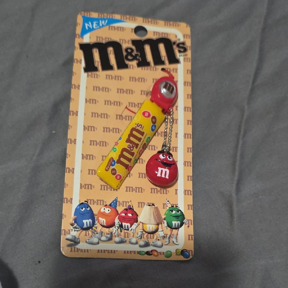 M&M'S Yellow Keychain with Red Pendant Cell Phone Charm